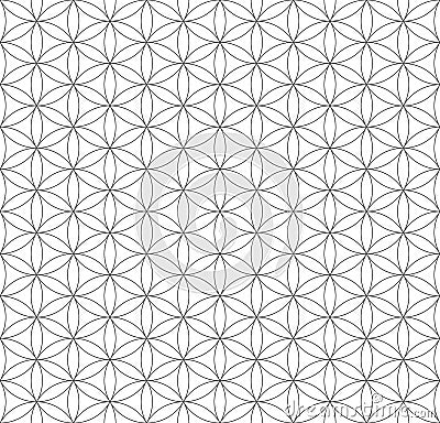 Black outline flower of life sacred geometry pattern Vector Illustration