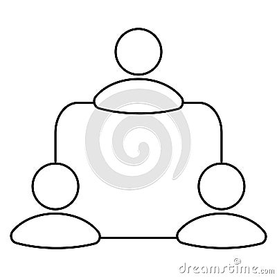 Black outline simple icon of the teamwork or leadership Vector Illustration