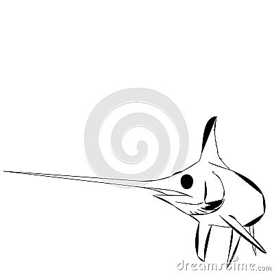A black outline of a swordfish or billfish Vector Illustration