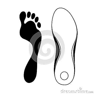 Black outlined sneaker shoe & sole Vector Illustration