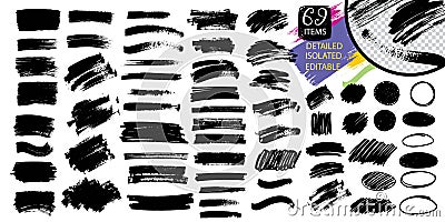 Black paint, ink brush stroke, line or texture. Vector Illustration