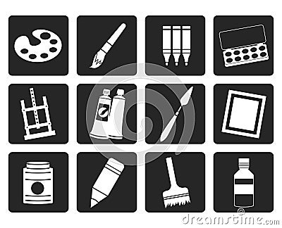 Black painter, drawing and painting icons Vector Illustration