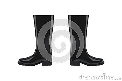 Black pair of rubber boots. Mockup isolated on white background.a pair of gumboots, gummies, rain boots, wellies, muck boots. Stock Photo