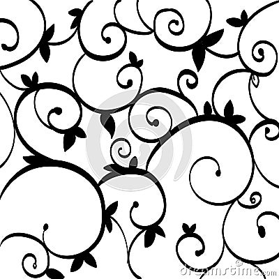 Black Paisley Outline Pattern on White Isolated. Illustration of Ironwork Design for Gate and Window Grill. Creative Vector Illustration