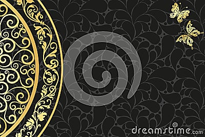 Black paisley vintage vector gradient background with mandala Vector Illustration