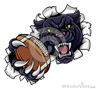 Black Panther American Football Mascot Vector Illustration