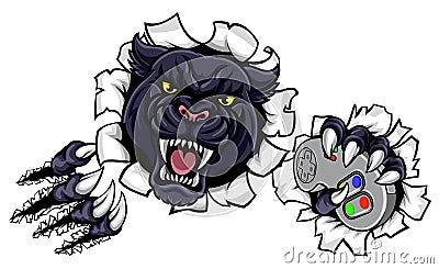 Black Panther Angry Esports Mascot Vector Illustration