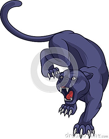 Black panther attacking Vector Illustration