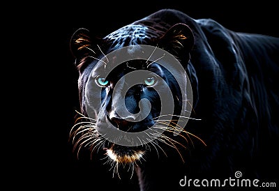 Black panther face on black background Stock Photo