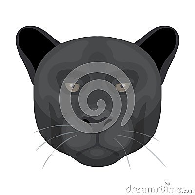 Black panther icon in cartoon style on white background. Realistic animals symbol stock vector illustration. Vector Illustration