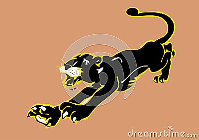 Black Panther leaping Vector Illustration