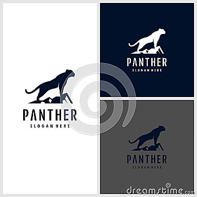 Black panther logo illustration. strong, black, power, wild, Premium Vector Vector Illustration