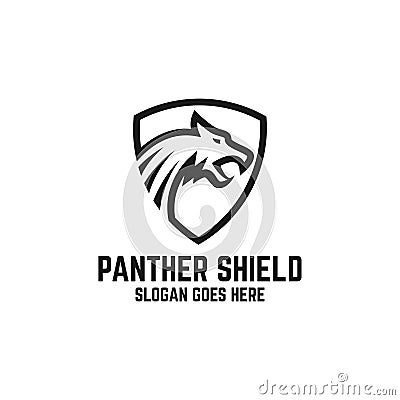 Black panther logo vector, animal defender with line art logo inspirations Vector Illustration