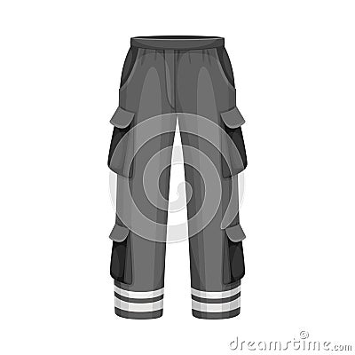 Black Pants with Reflective Band and Side Pocket as Uniform and Workwear Clothes Vector Illustration Vector Illustration