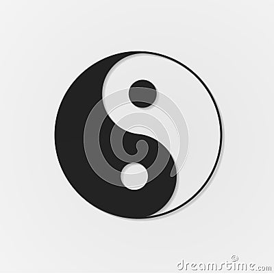 Black paper cut yin yang symbol Vector Illustration