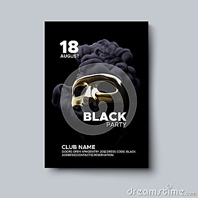 Black party poster design. Vector Illustration