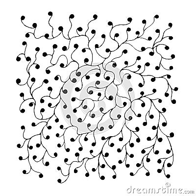 Black pattern of dots and lines on white background in graphic Stock Photo