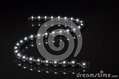 Black pearls necklace Stock Photo