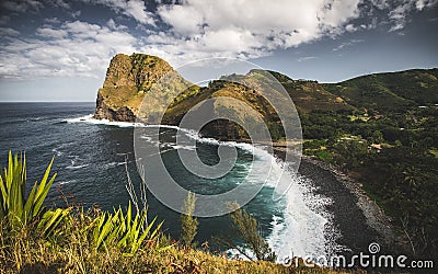 Black pebble beach on Maui, Hawai `i Stock Photo