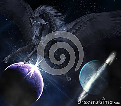 Black Pegasus Stock Photo