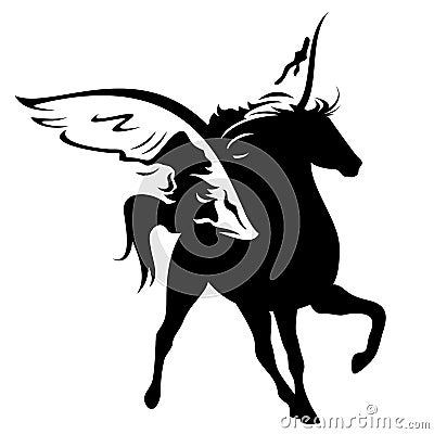 Black pegasus horse vector design Vector Illustration