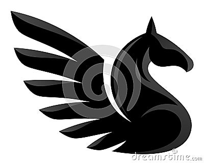 Black Pegasus Vector Illustration