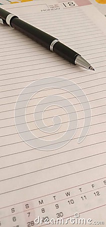 black pen and pages close up Stock Photo