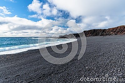 View of a Black Beach in Iceland in Autumn Stock Photo