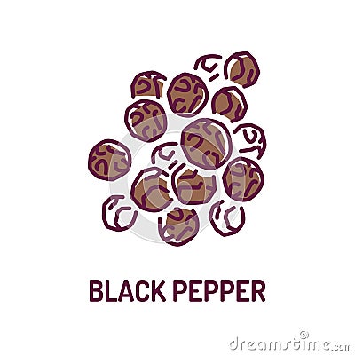 Black pepper color line icon. Spices, seasoning. Cooking ingredient. Pictogram for web page Vector Illustration