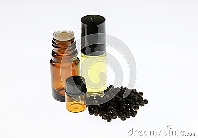 Black Pepper Essential Oil Stock Photo