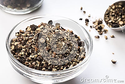 Coarsely Ground Black Pepper in a Bowl Stock Photo