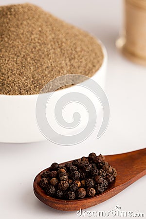 Black Pepper powder. Stock Photo