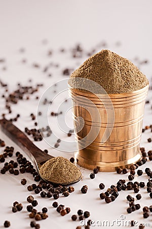 Black Pepper powder. Stock Photo