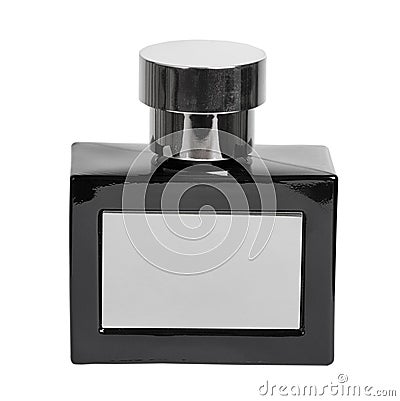 Black perfume bottle isolated Stock Photo