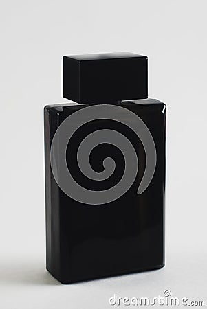 black perfume bottle on white , Stock Photo