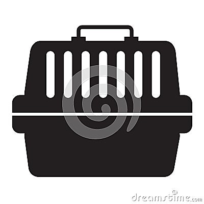 Black pet carry case on white background. flat style. animal transport box icon for your web site design, logo, app, UI. container Stock Photo