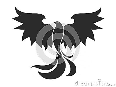 black phoenix bird simple art draw tattoo logo Stock Photo