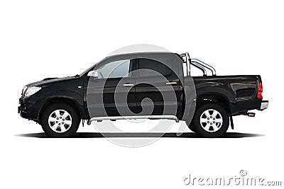 Black pickup truck Stock Photo