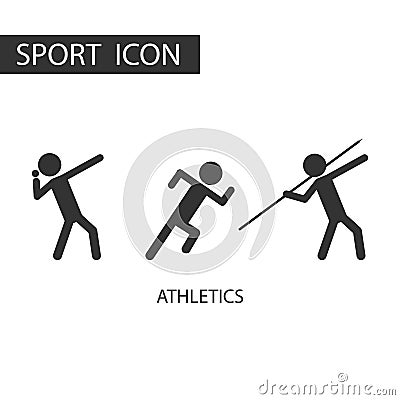 3 black pictogram of athletics set. Vector Illustration