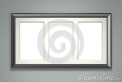 Black picture frame on gray wall Stock Photo