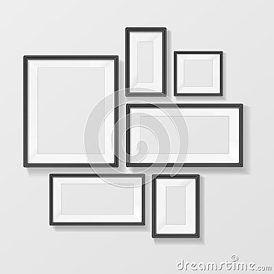 Black Picture Frame Template Set. Vector Vector Illustration