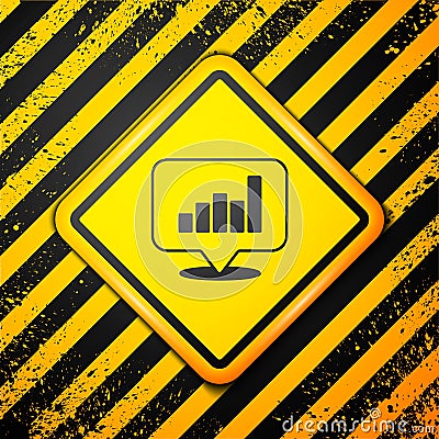 Black Pie chart infographic icon isolated on yellow background. Diagram chart sign. Warning sign. Vector Stock Photo
