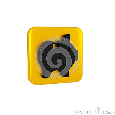 Black Piggy bank icon isolated on transparent background. Icon saving or accumulation of money, investment. Yellow Stock Photo