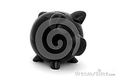 Black Piggy bank isolated on white Stock Photo