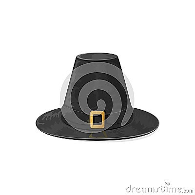 Black pilgrim hat Vector Illustration