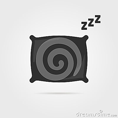 Black pillow with sleep zzz icon Vector Illustration