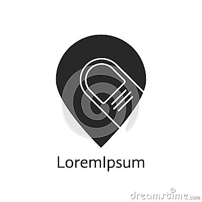 Black pin icon with forefinger Vector Illustration