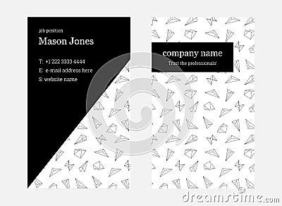 Black and pink business card template Vector Illustration