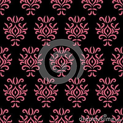Black and pink damask stylized seamless pattern, vector Vector Illustration