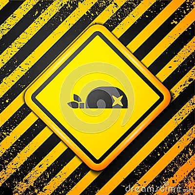 Black Pirate bandana for head icon isolated on yellow background. Warning sign. Vector Vector Illustration